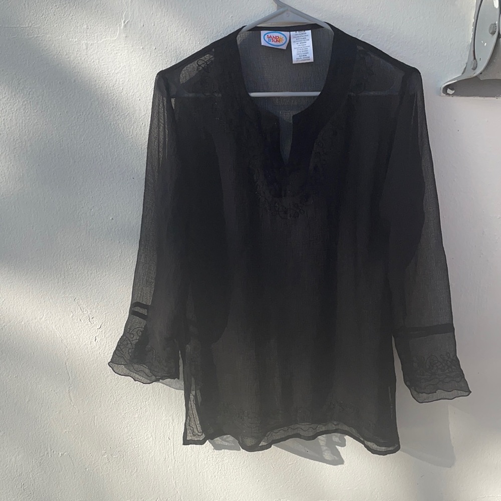 Black swim suit coverup